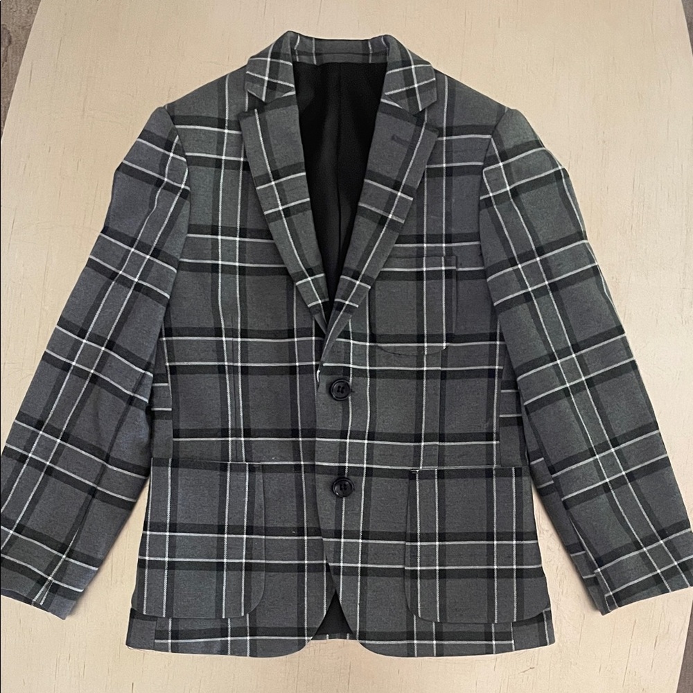 Classic Gray Plaid Boy's Blazer